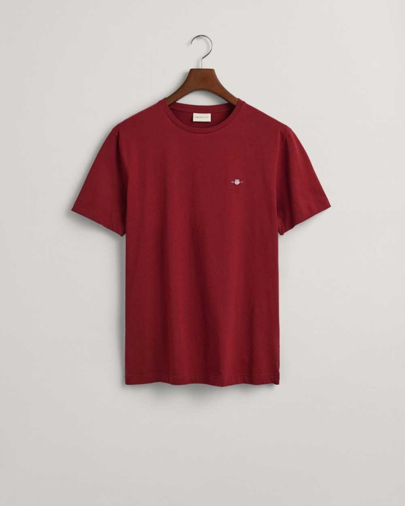 Gant Regular Fit Shield Men's T-Shirt Plumped Red | JFULB-0764