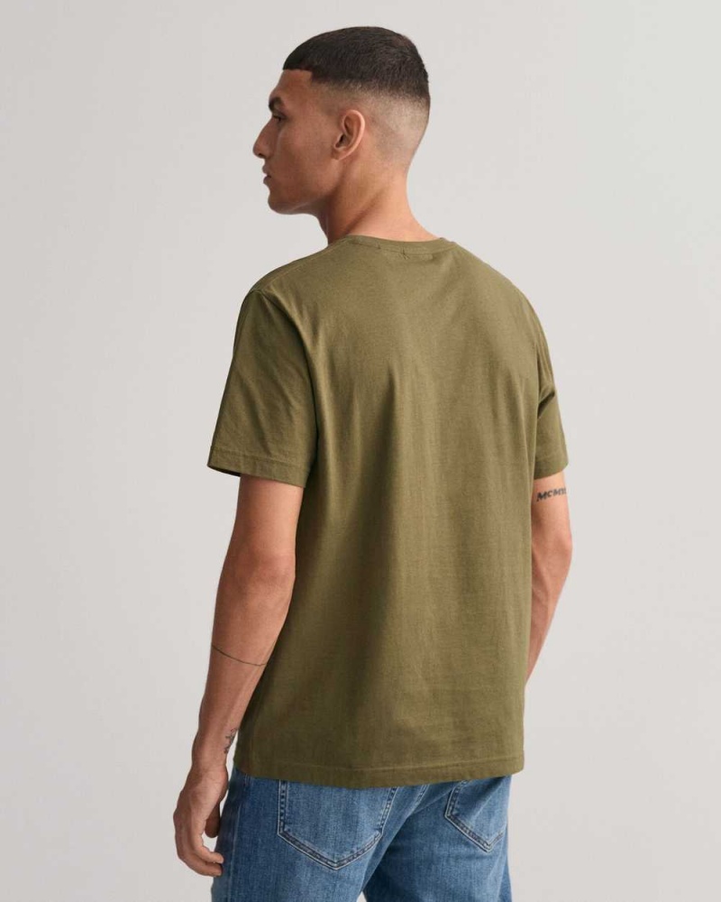 Gant Regular Fit Shield Men's T-Shirt Racing Green | QRPZI-8091