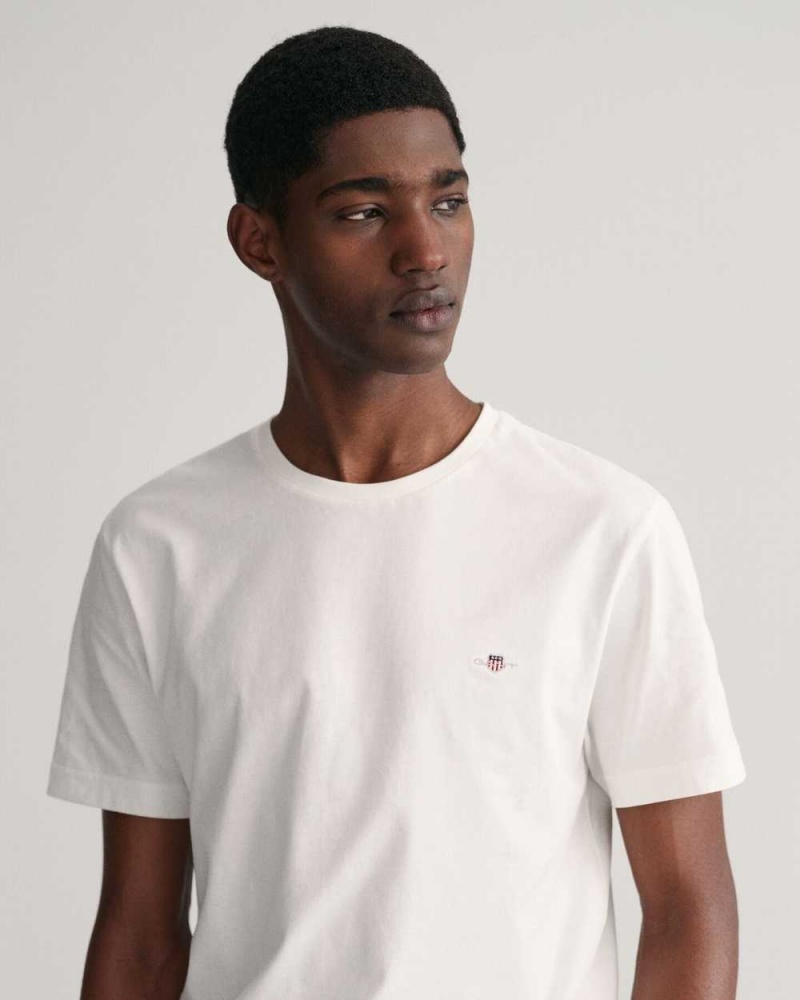 Gant Regular Fit Shield Men's T-Shirt White | TSIDC-0725