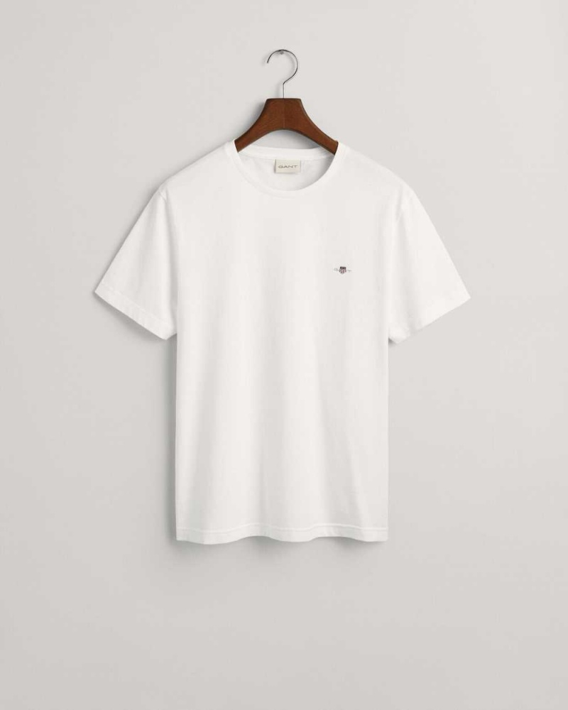 Gant Regular Fit Shield Men's T-Shirt White | TSIDC-0725