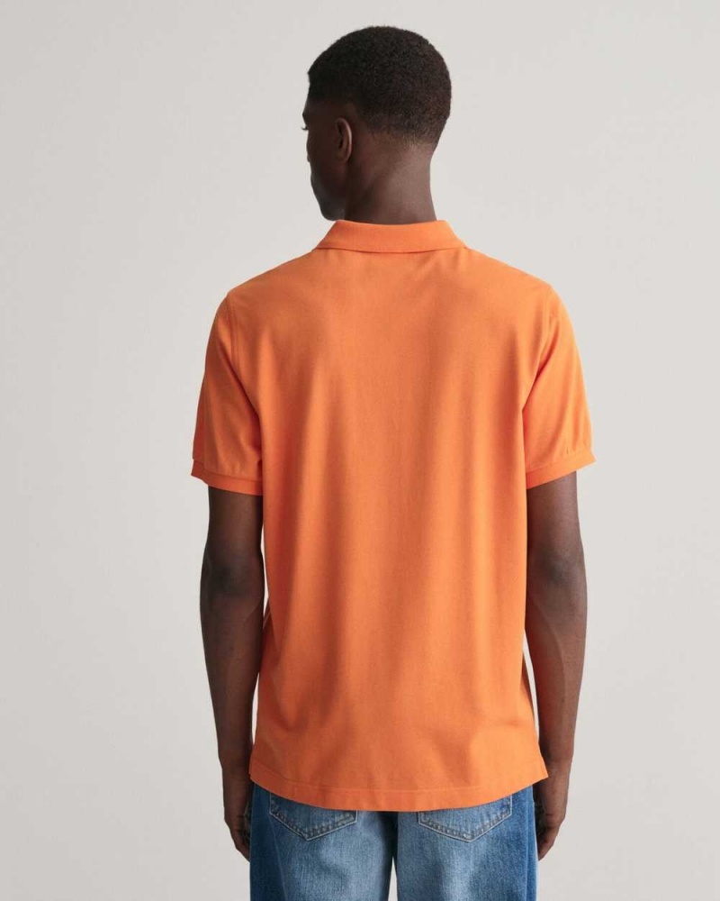 Gant Regular Fit Shield Piqué Men's Polo Shirt Pumpkin Orange | BLTPV-6280