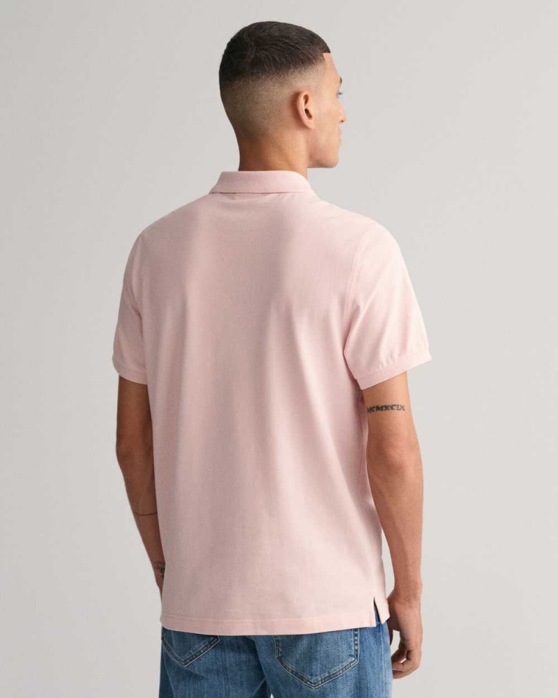 Gant Regular Fit Shield Piqué Men's Polo Shirt Faded Pink | NDMOV-3658