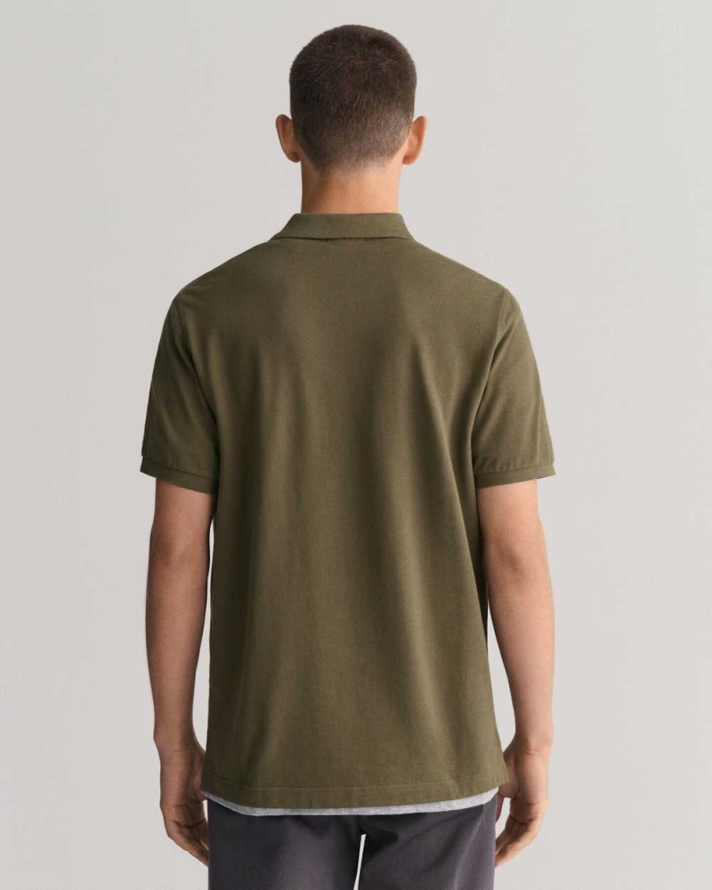 Gant Regular Fit Shield Piqué Men's Polo Shirt Racing Green | TPYJA-9754