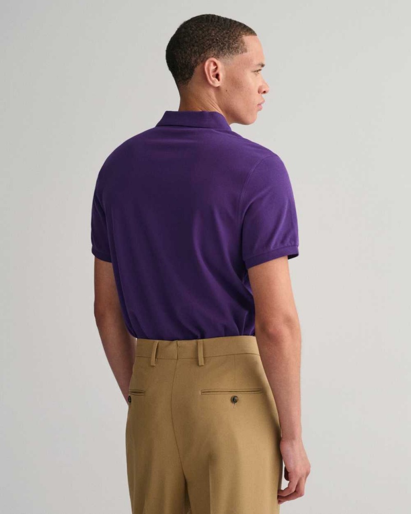 Gant Regular Fit Shield Piqué Men's Polo Shirt Pansy Purple | WAUEJ-3162