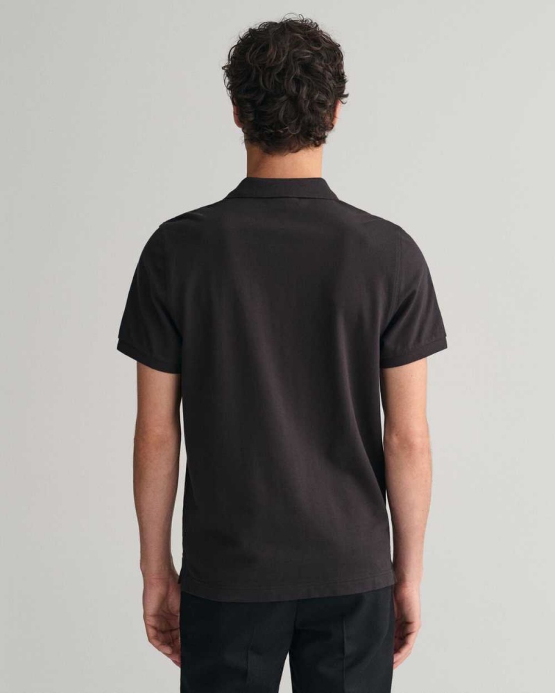 Gant Regular Fit Shield Piqué Men's Polo Shirt Black | FHRPE-8796