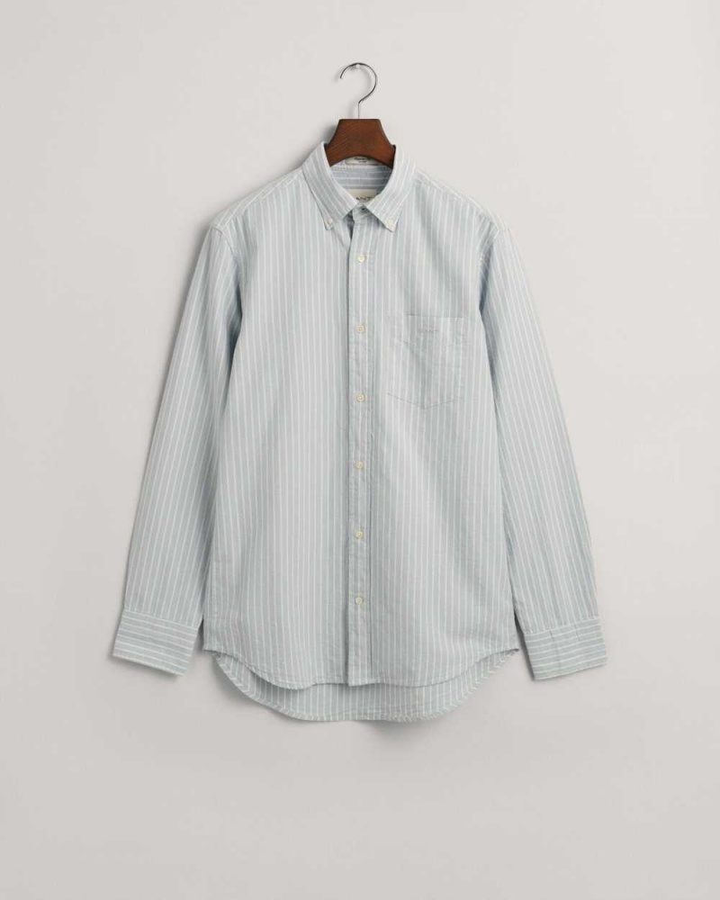 Gant Regular Fit Striped Archive Oxford Men's Shirts Blue | GWLMH-8659