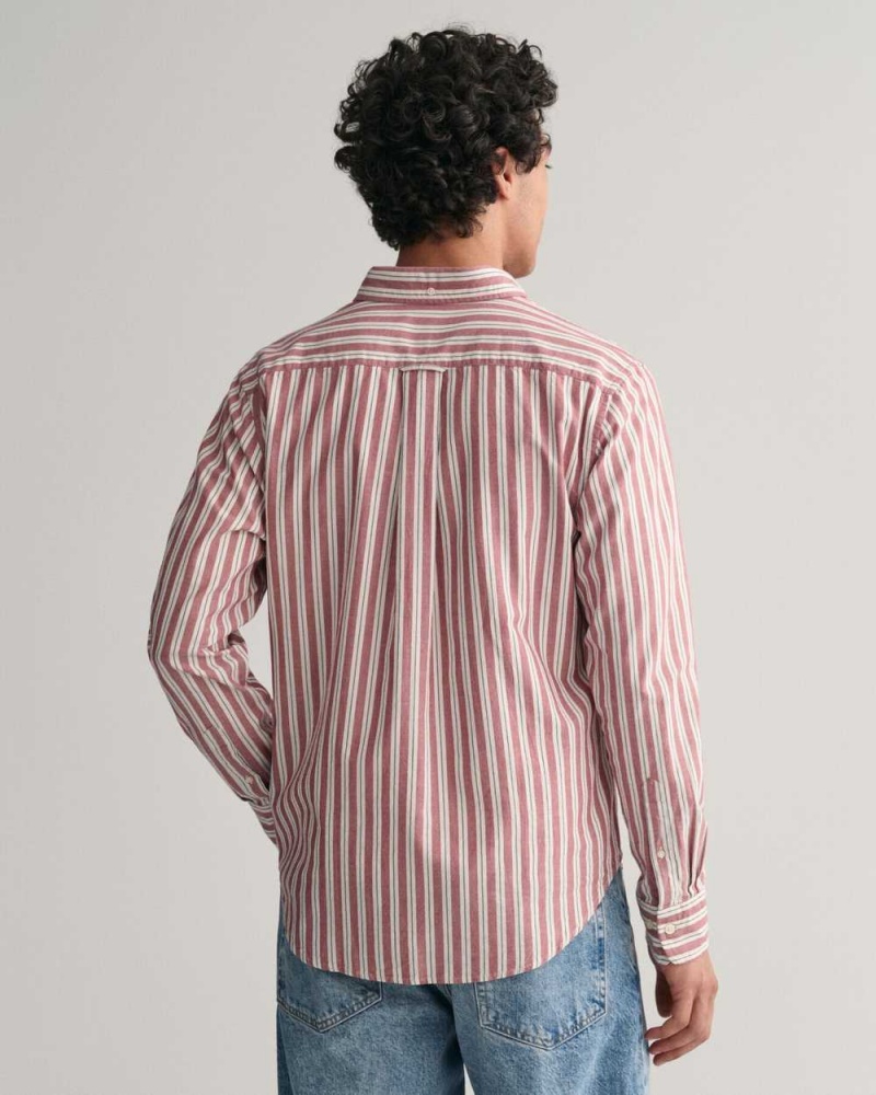 Gant Regular Fit Striped Archive Oxford Men's Shirts Mahogany Red | CIUXV-4729