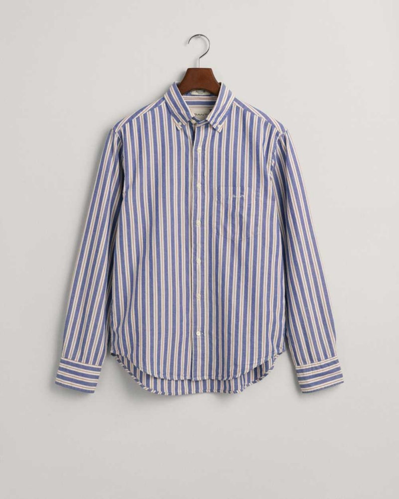 Gant Regular Fit Striped Archive Oxford Men's Shirts College Blue | QTLNS-0274