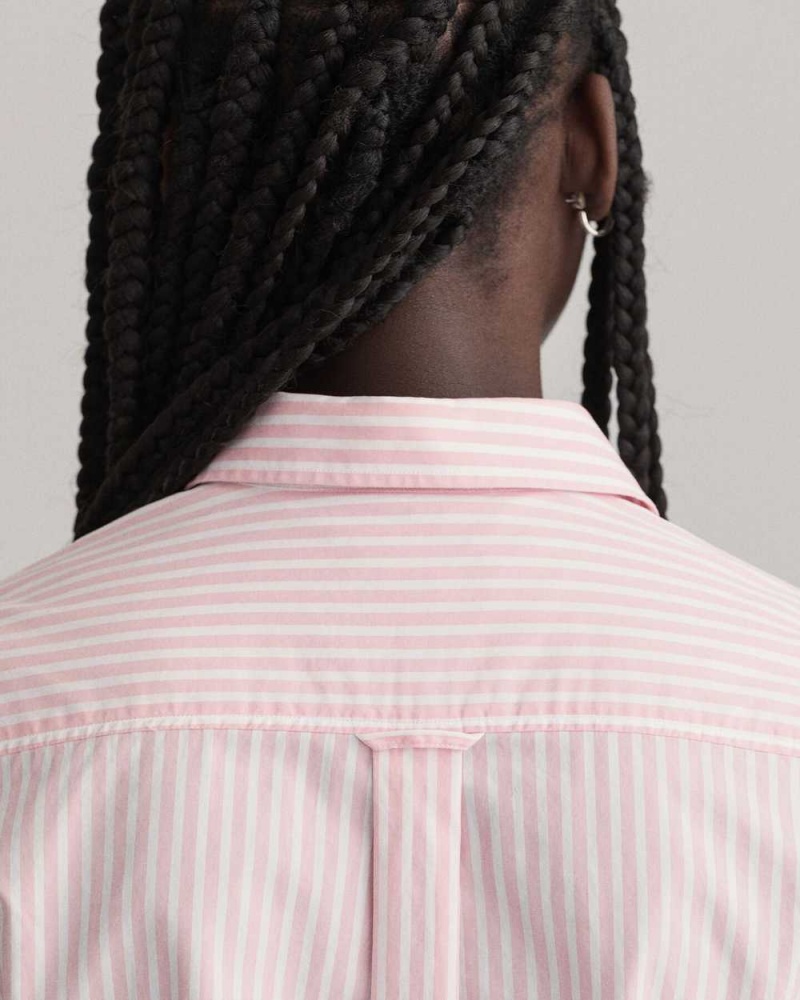 Gant Regular Fit Striped Broadcloth Women's Shirts Preppy Pink | ILHVW-2156