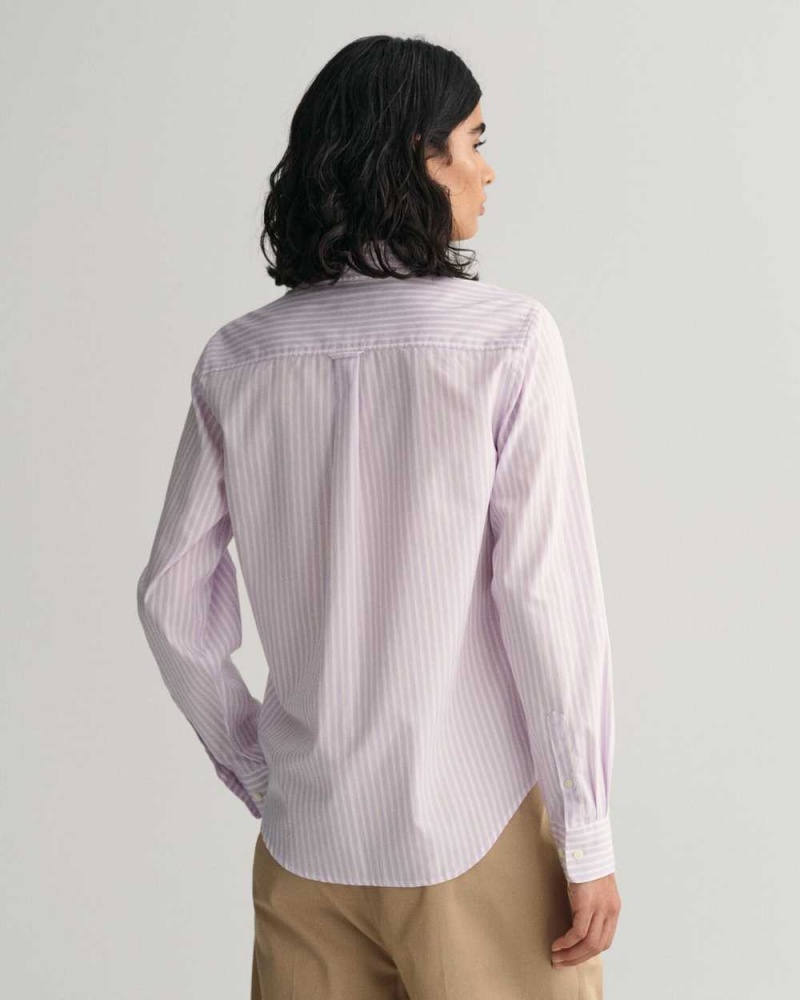 Gant Regular Fit Striped Broadcloth Women's Shirts Soothing Lilac | RWTLE-4873