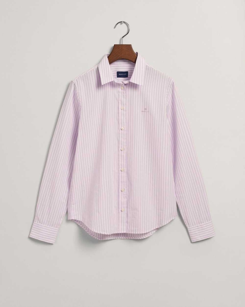 Gant Regular Fit Striped Broadcloth Women's Shirts Soothing Lilac | RWTLE-4873