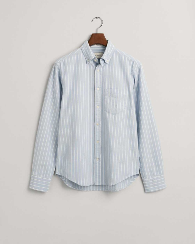 Gant Regular Fit Striped Brushed Oxford Men's Shirts Blue Air | VSFJT-2498