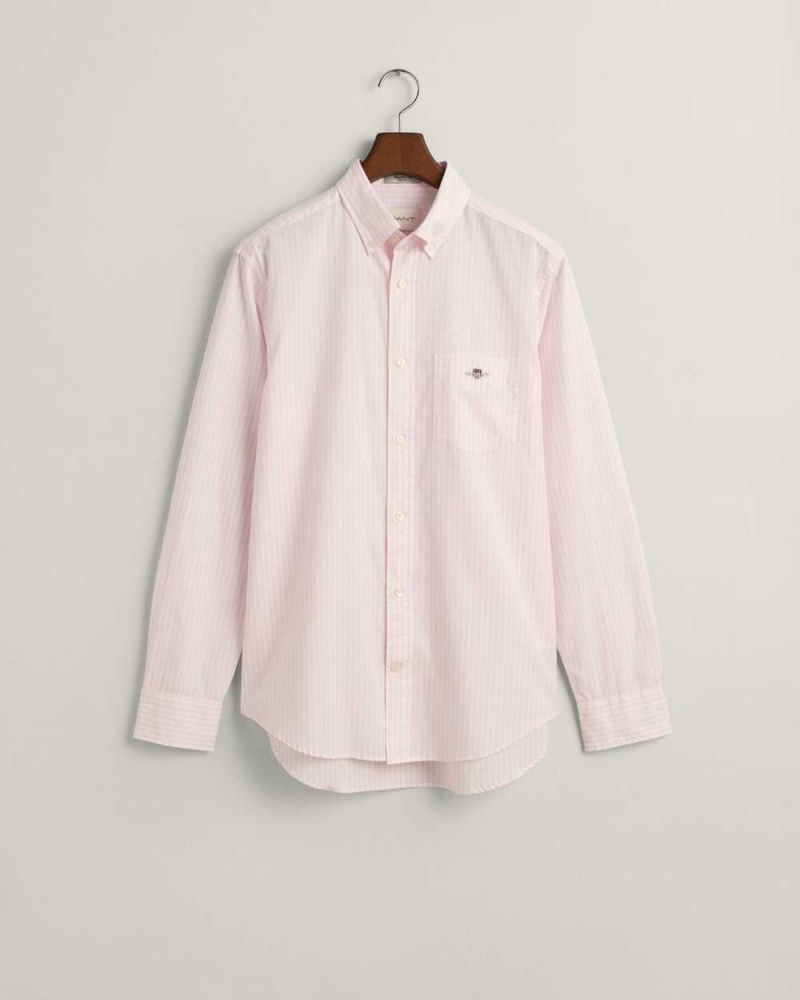 Gant Regular Fit Striped Poplin Men's Shirts Light Pink | NJDOE-4217