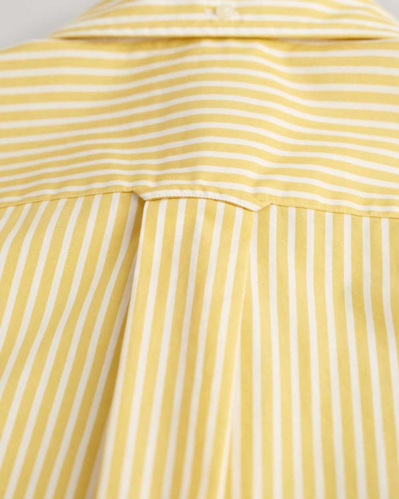 Gant Regular Fit Striped Poplin Men's Shirts Parchment Yellow | GUDVO-5410