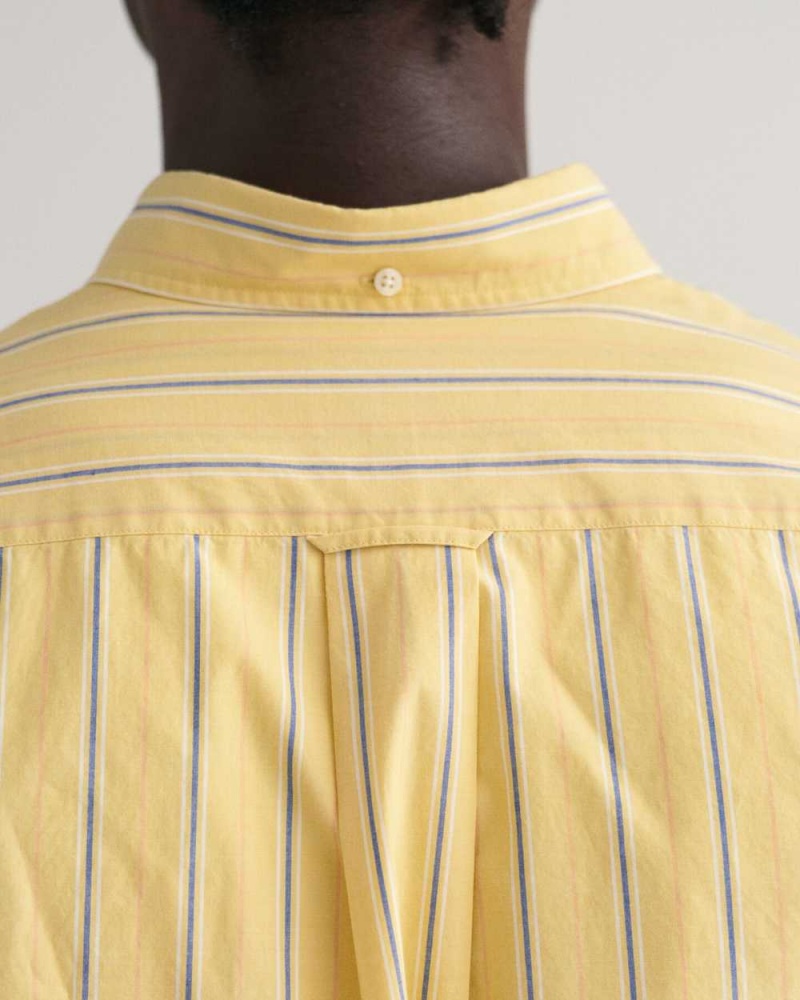 Gant Regular Fit Striped Poplin Men's Shirts Parchment Yellow | ONGFY-4172