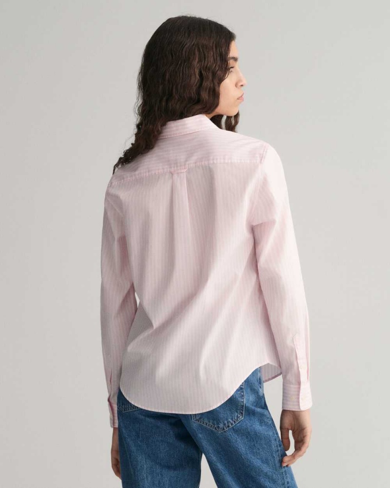 Gant Regular Fit Striped Poplin Women's Shirts Light Pink | IQKXL-8536