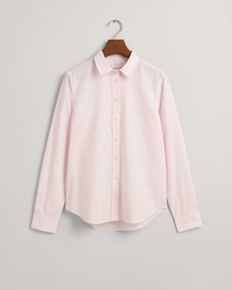 Gant Regular Fit Striped Poplin Women's Shirts Light Pink | IQKXL-8536