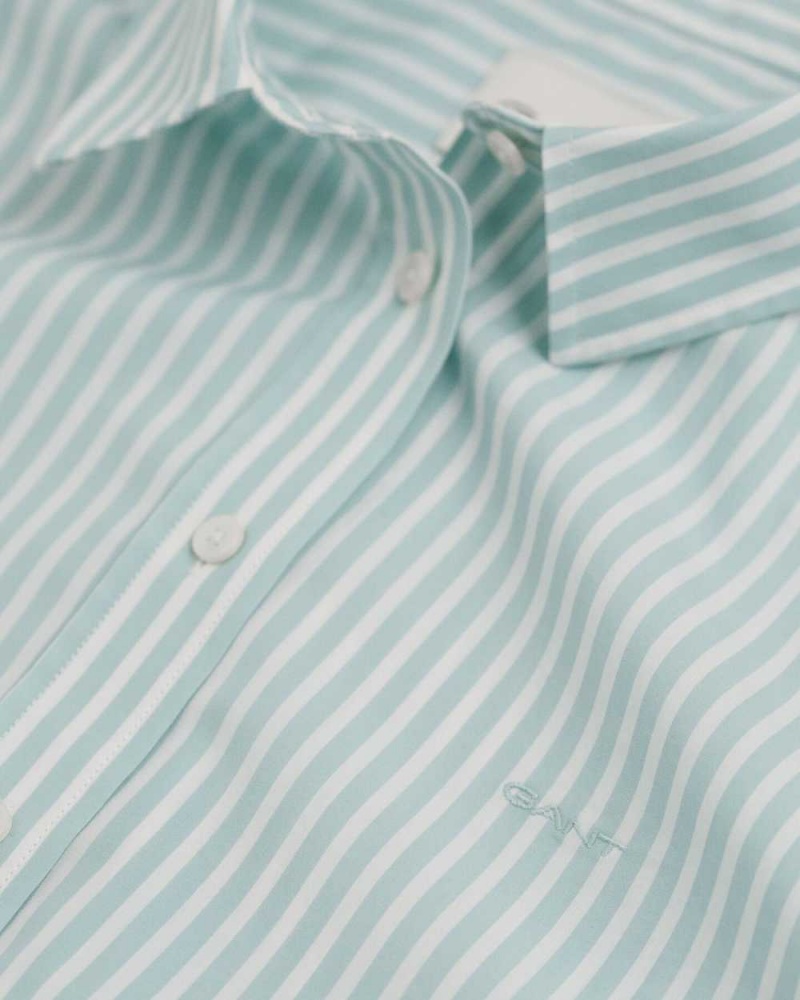 Gant Regular Fit Striped Poplin Women's Shirts Dusty Turquoise | FVWDC-9560