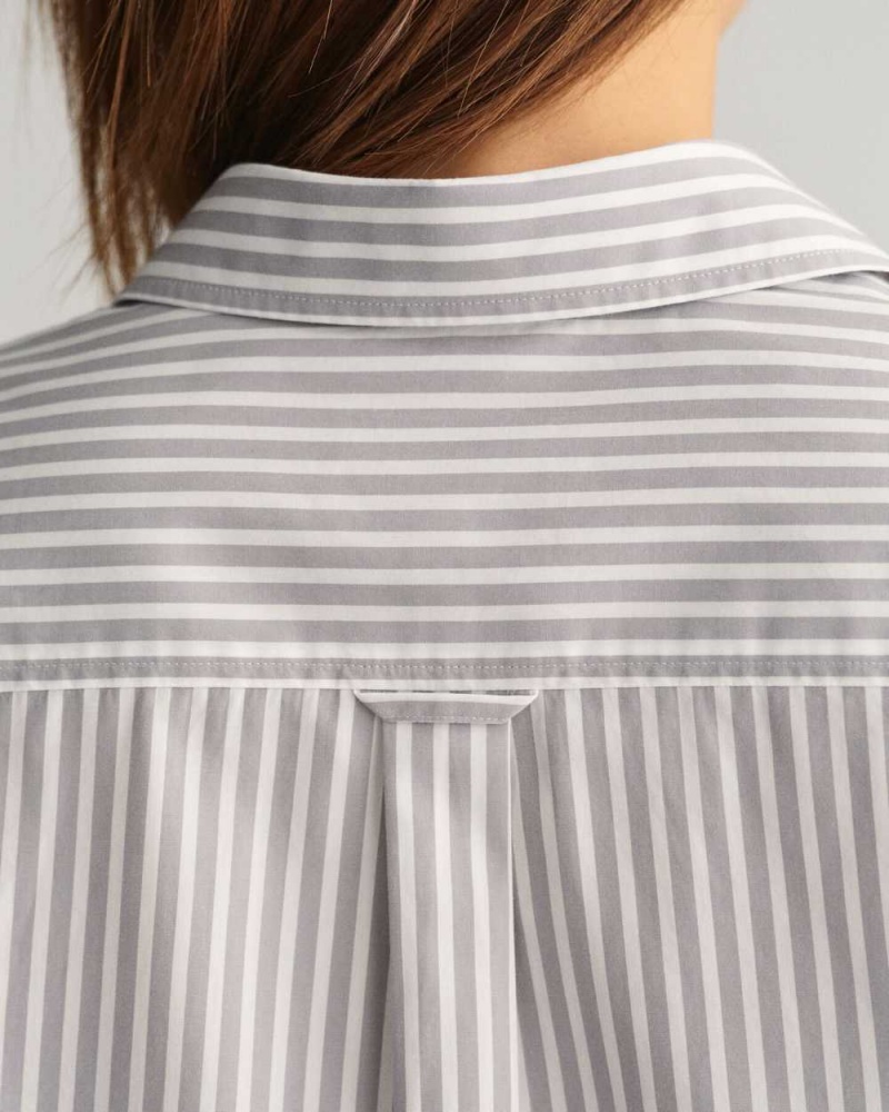 Gant Regular Fit Striped Poplin Women's Shirts Mid Grey | EIOQZ-6485