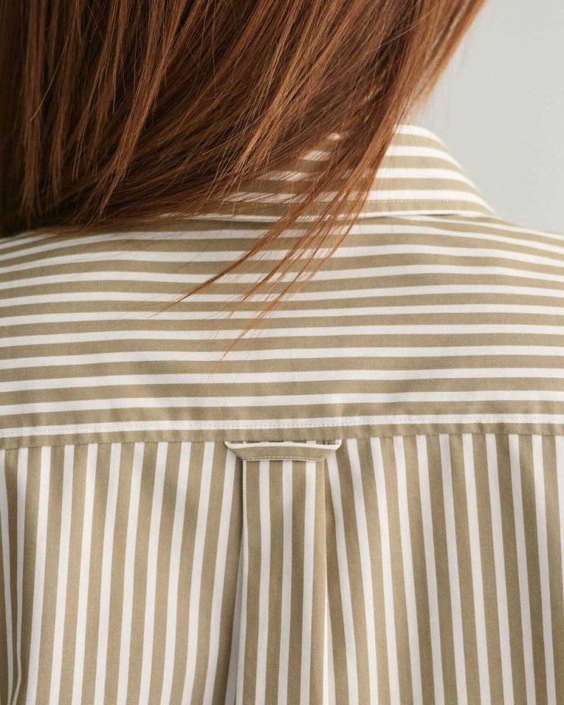 Gant Regular Fit Striped Poplin Women's Shirts Cumin Brown | JTOQI-5296