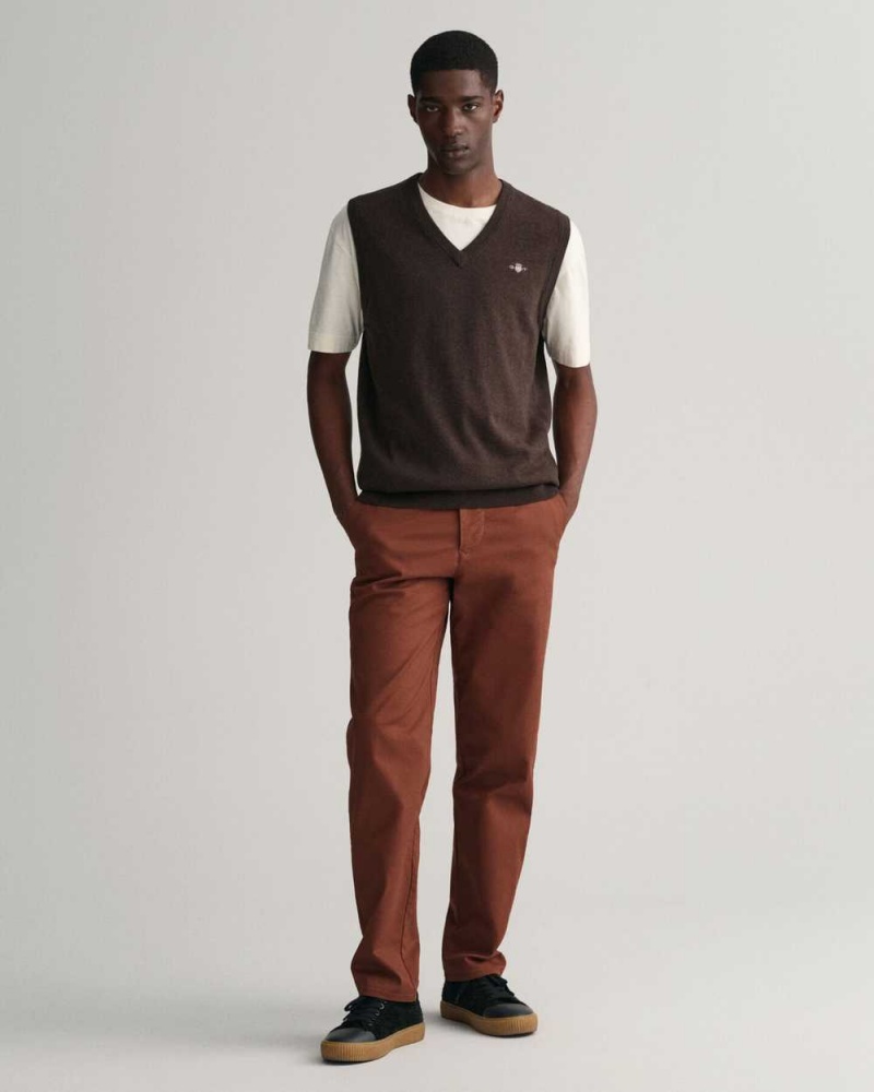 Gant Regular Fit Tech Prep™ Men's Chino Pants Weathered Brown | FEHXZ-3905