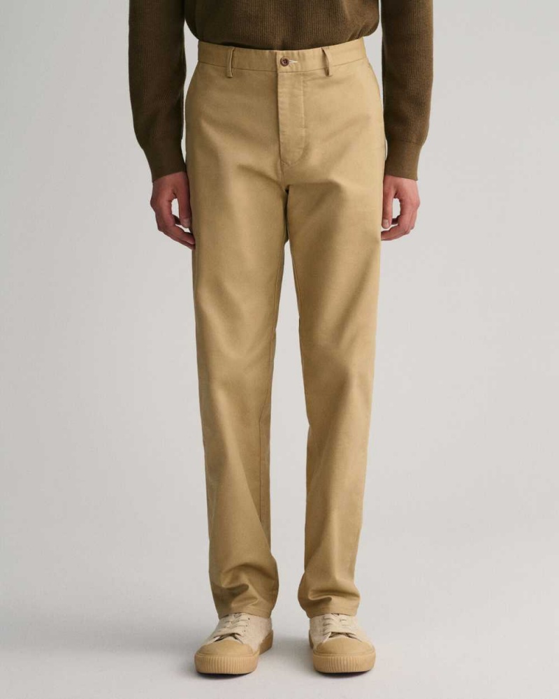 Gant Regular Fit Tech Prep™ Men's Chino Pants Dark Khaki | TWVAK-8342