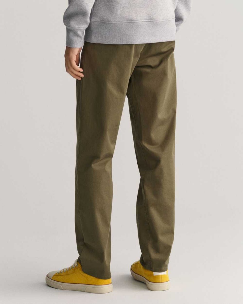 Gant Regular Fit Twill Men's Chino Pants Juniper Green | WRKVT-5271