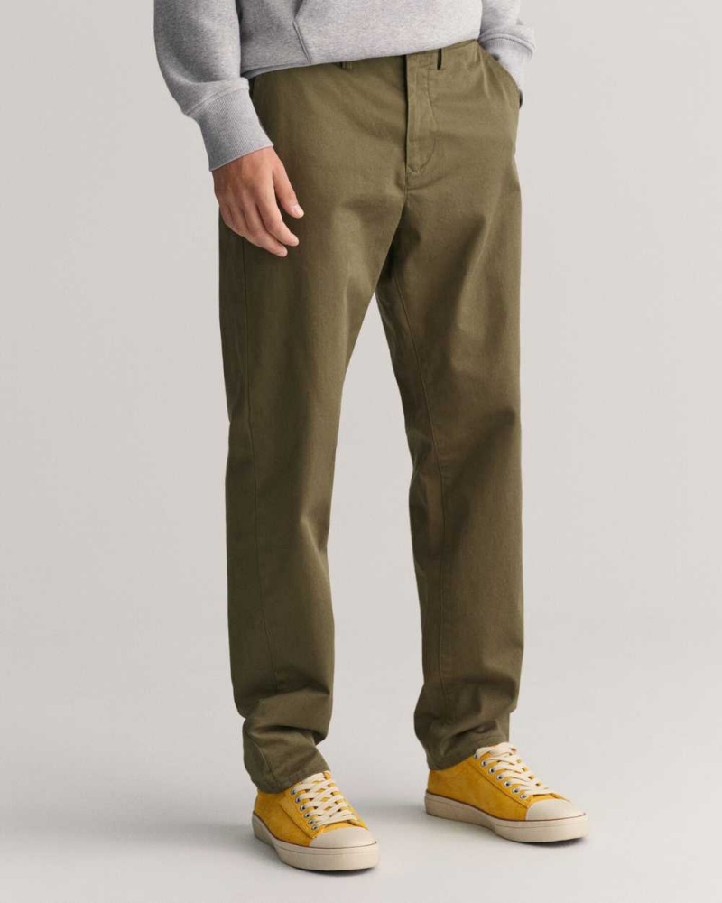 Gant Regular Fit Twill Men's Chino Pants Juniper Green | WRKVT-5271