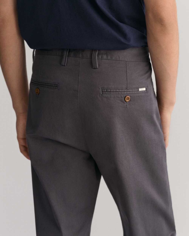 Gant Regular Fit Twill Men's Chino Pants Dark Gray | EICUK-9850