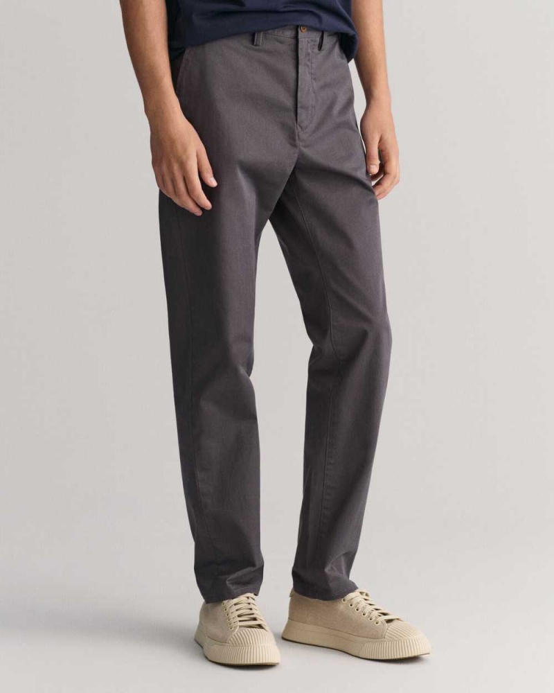 Gant Regular Fit Twill Men's Chino Pants Dark Gray | EICUK-9850