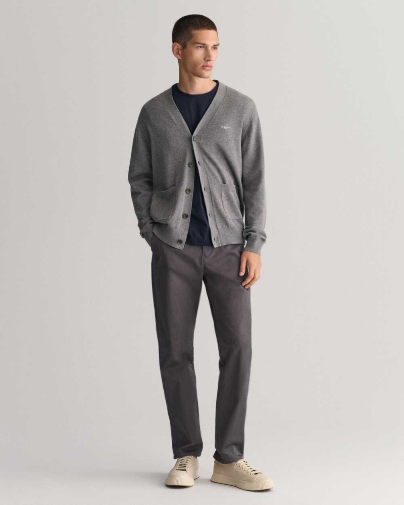 Gant Regular Fit Twill Men's Chino Pants Dark Gray | EICUK-9850