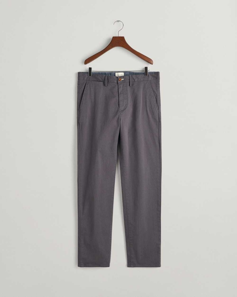 Gant Regular Fit Twill Men's Chino Pants Dark Gray | EICUK-9850