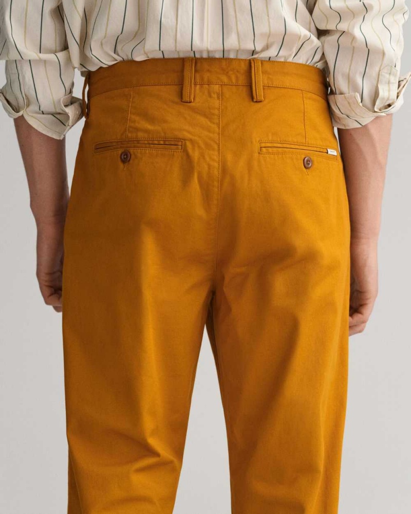 Gant Regular Fit Twill Men's Chino Pants Mustard Brown | GOXLY-8431