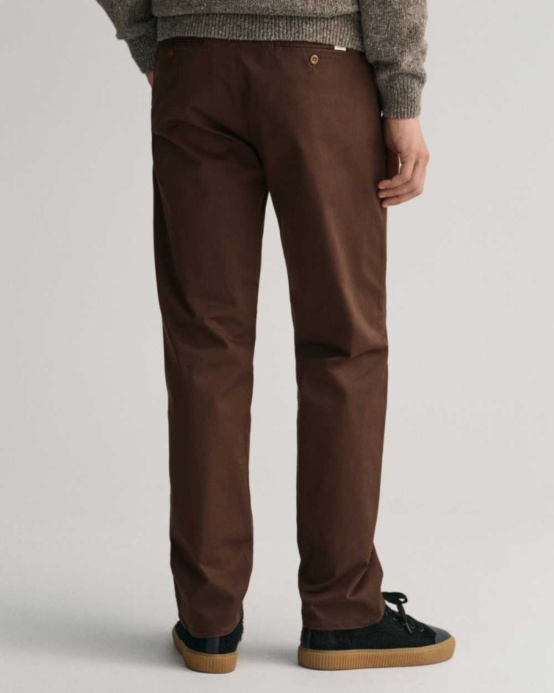 Gant Regular Fit Twill Men's Chino Pants Rich Brown | FACVE-2168