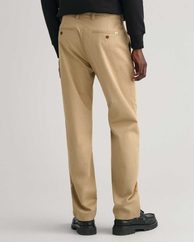 Gant Regular Fit Twill Men's Chino Pants Dark Khaki | ZYMDS-6780