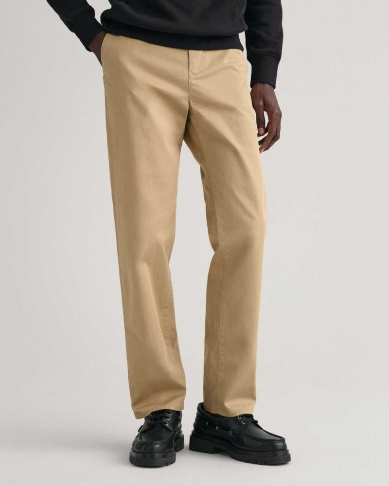 Gant Regular Fit Twill Men's Chino Pants Dark Khaki | ZYMDS-6780