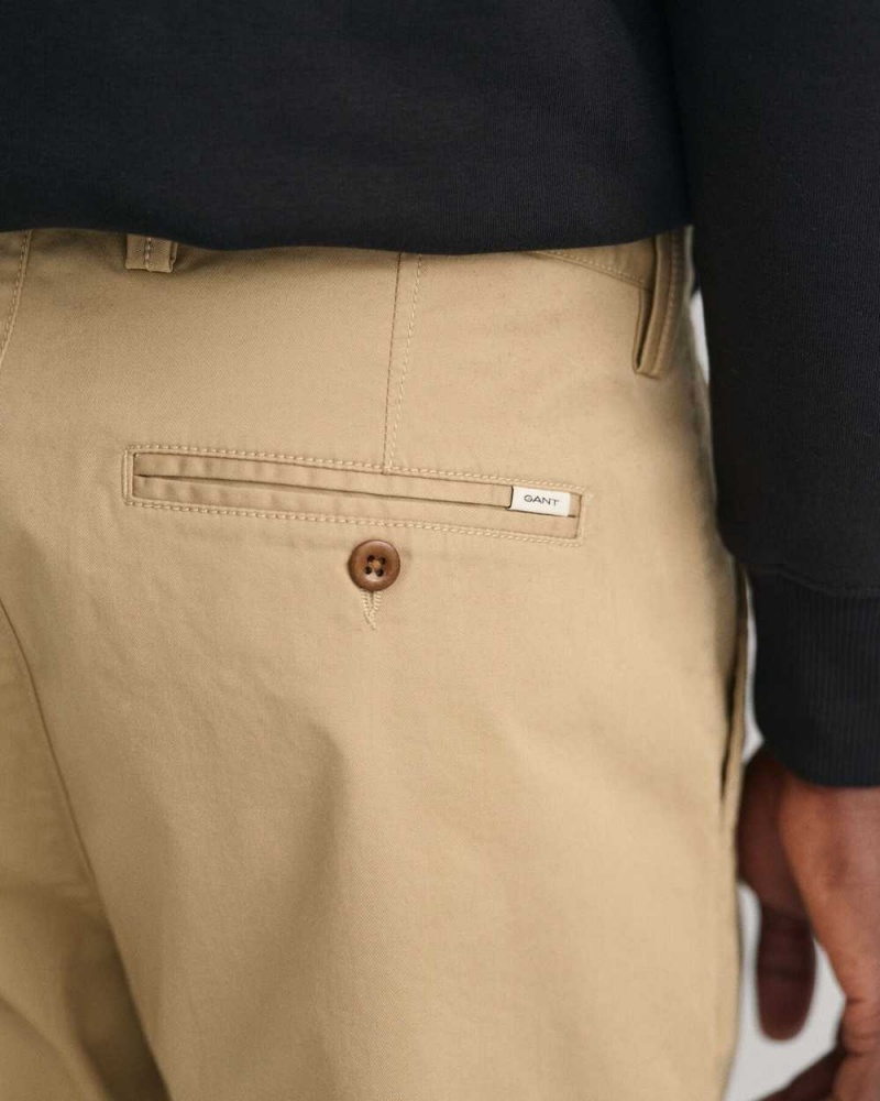 Gant Regular Fit Twill Men's Chino Pants Dark Khaki | ZYMDS-6780