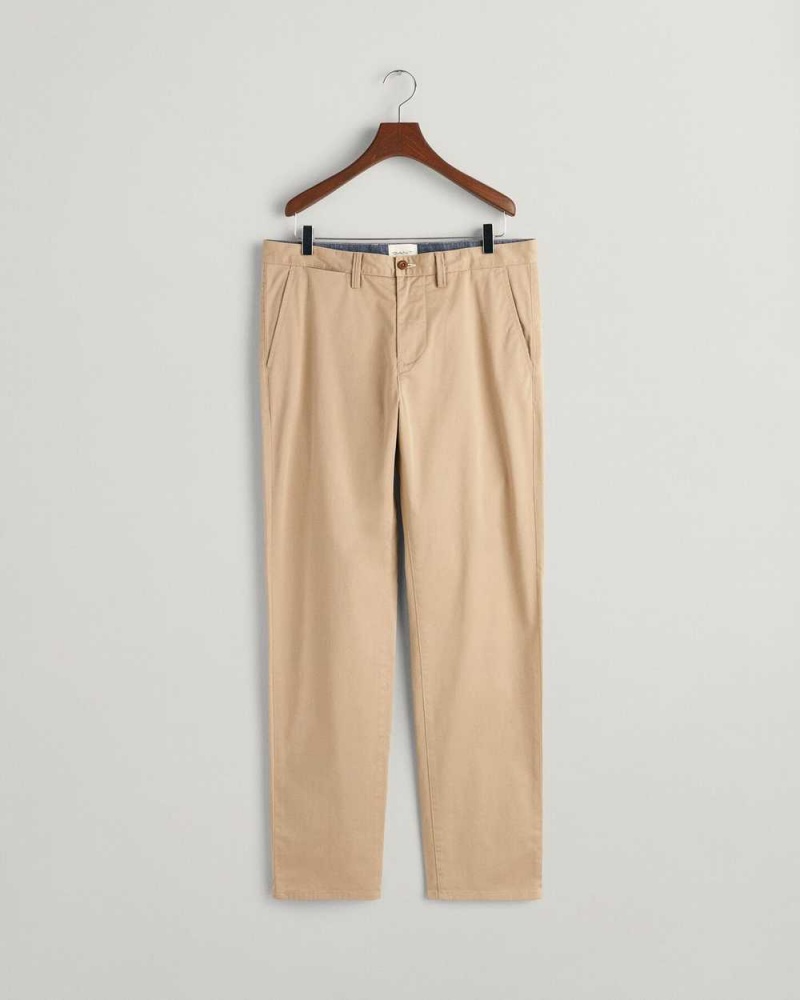 Gant Regular Fit Twill Men's Chino Pants Dark Khaki | ZYMDS-6780