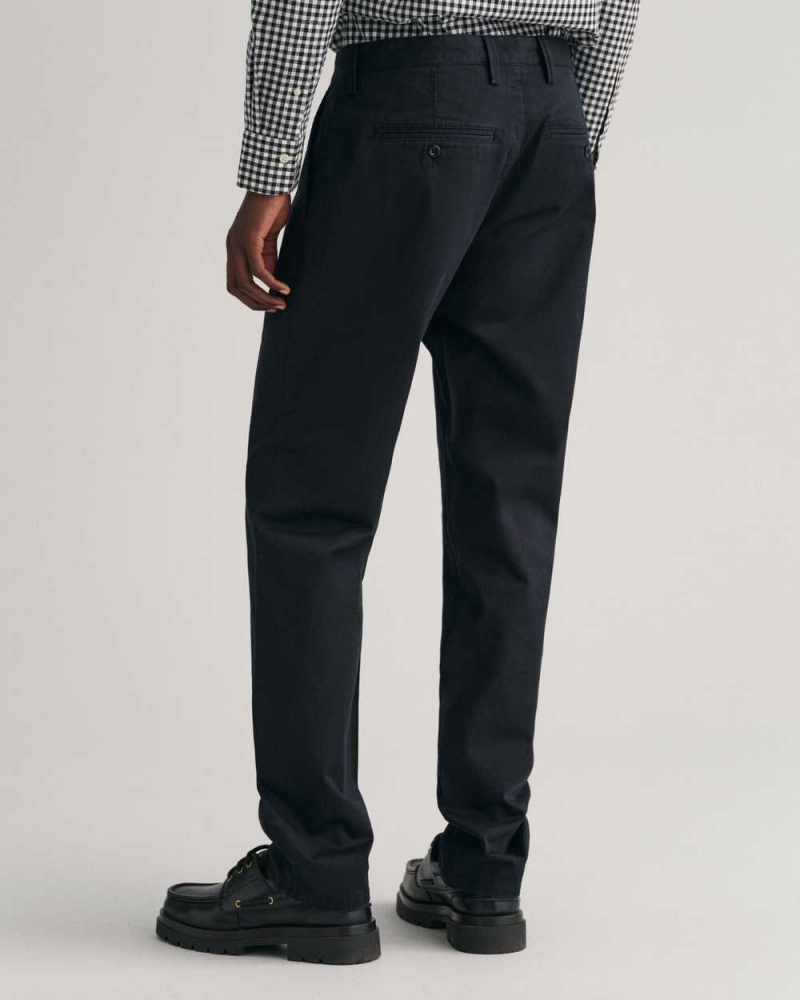 Gant Regular Fit Twill Men's Chino Pants Black | OJDER-4306