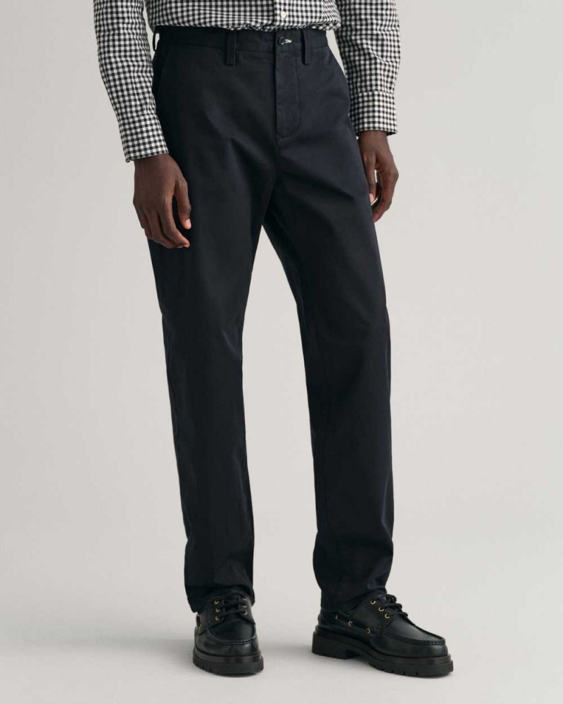 Gant Regular Fit Twill Men's Chino Pants Black | OJDER-4306