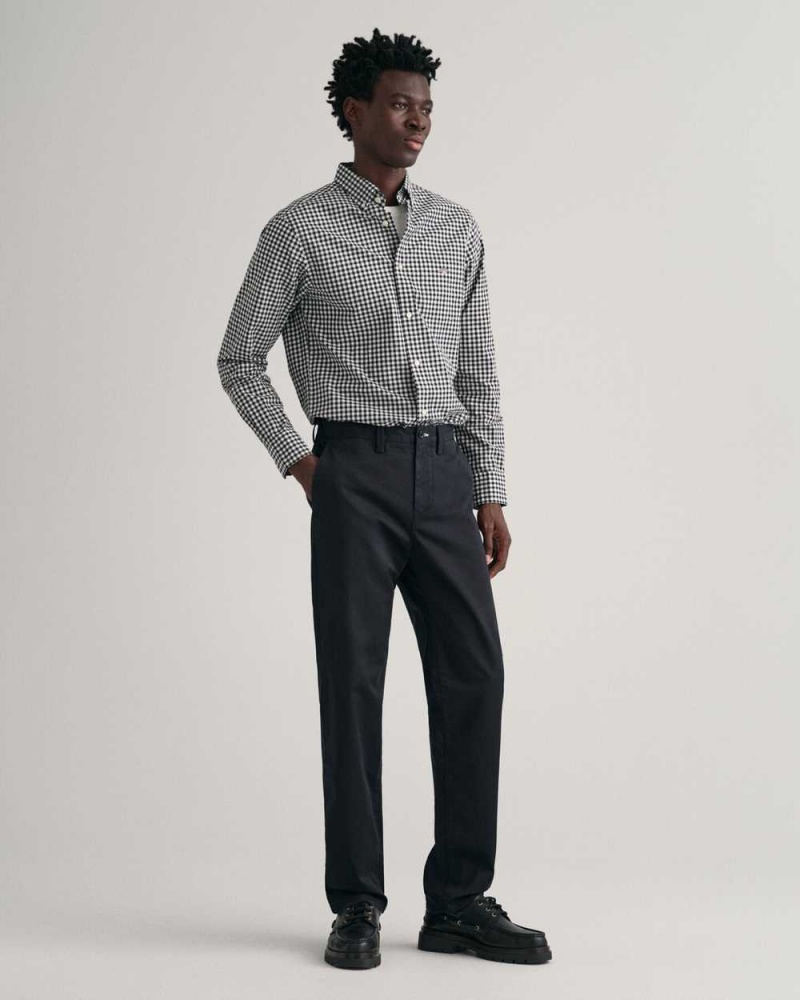 Gant Regular Fit Twill Men's Chino Pants Black | OJDER-4306