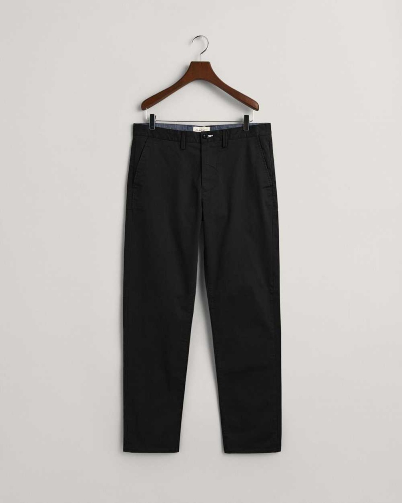 Gant Regular Fit Twill Men's Chino Pants Black | OJDER-4306