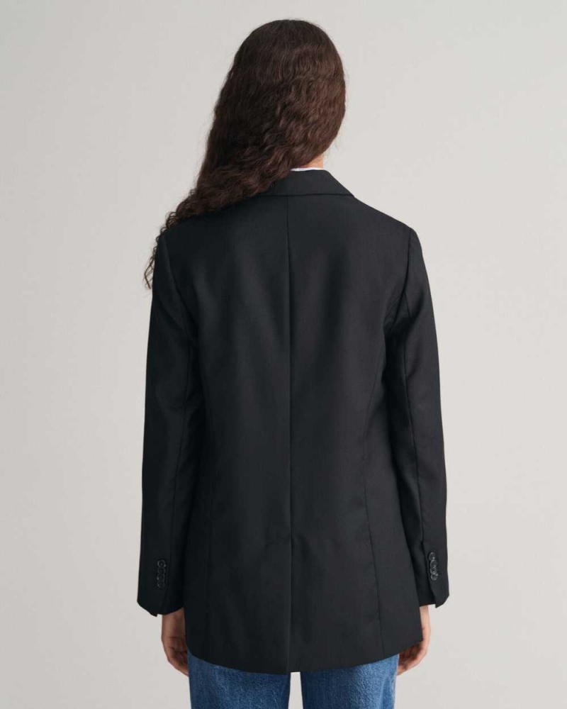 Gant Regular Fit Wool Women's Blazer Ebony Black | FQAOC-2645