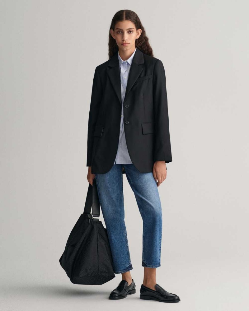 Gant Regular Fit Wool Women's Blazer Ebony Black | FQAOC-2645