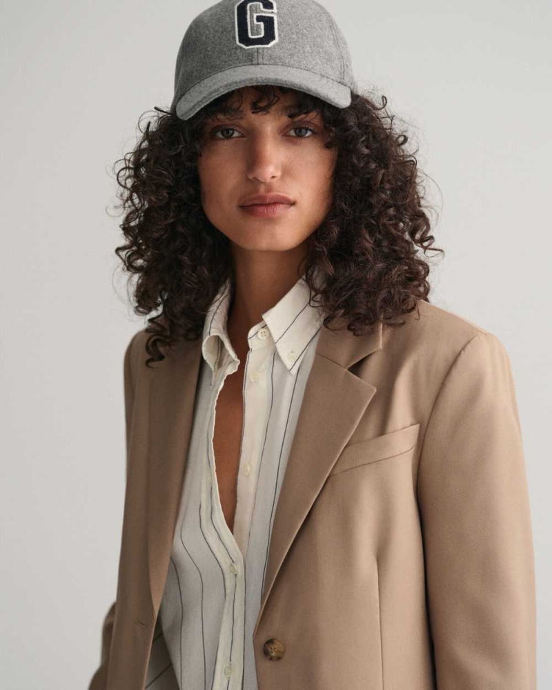 Gant Regular Fit Wool Women's Blazer Warm Khaki | DEFSM-8927