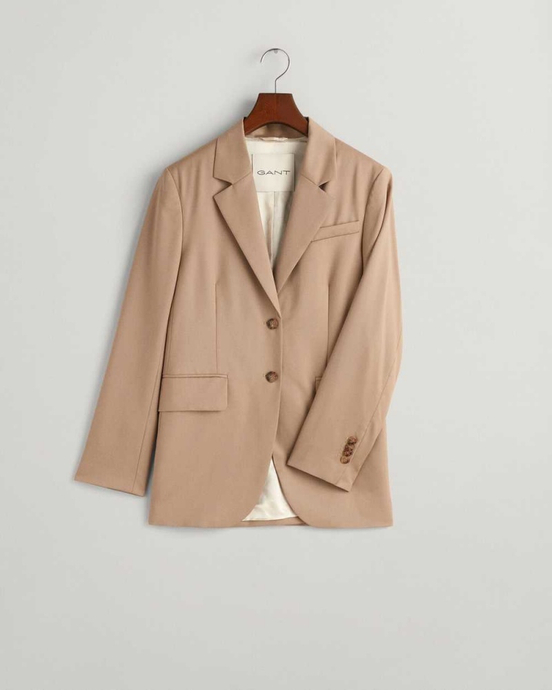 Gant Regular Fit Wool Women's Blazer Warm Khaki | DEFSM-8927