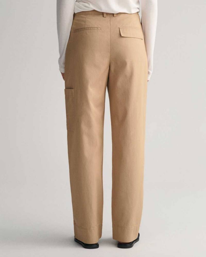 Gant Relaxed Fit Cargo Women's Pants Dark Khaki | MGQXV-4632