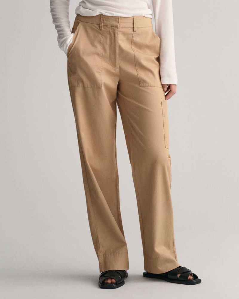 Gant Relaxed Fit Cargo Women's Pants Dark Khaki | MGQXV-4632