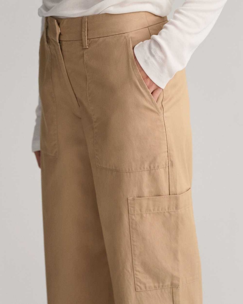 Gant Relaxed Fit Cargo Women's Pants Dark Khaki | MGQXV-4632