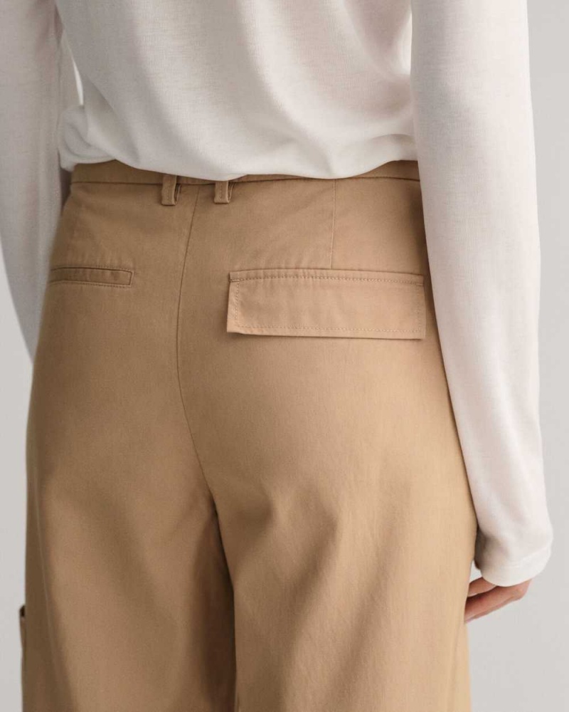 Gant Relaxed Fit Cargo Women's Pants Dark Khaki | MGQXV-4632